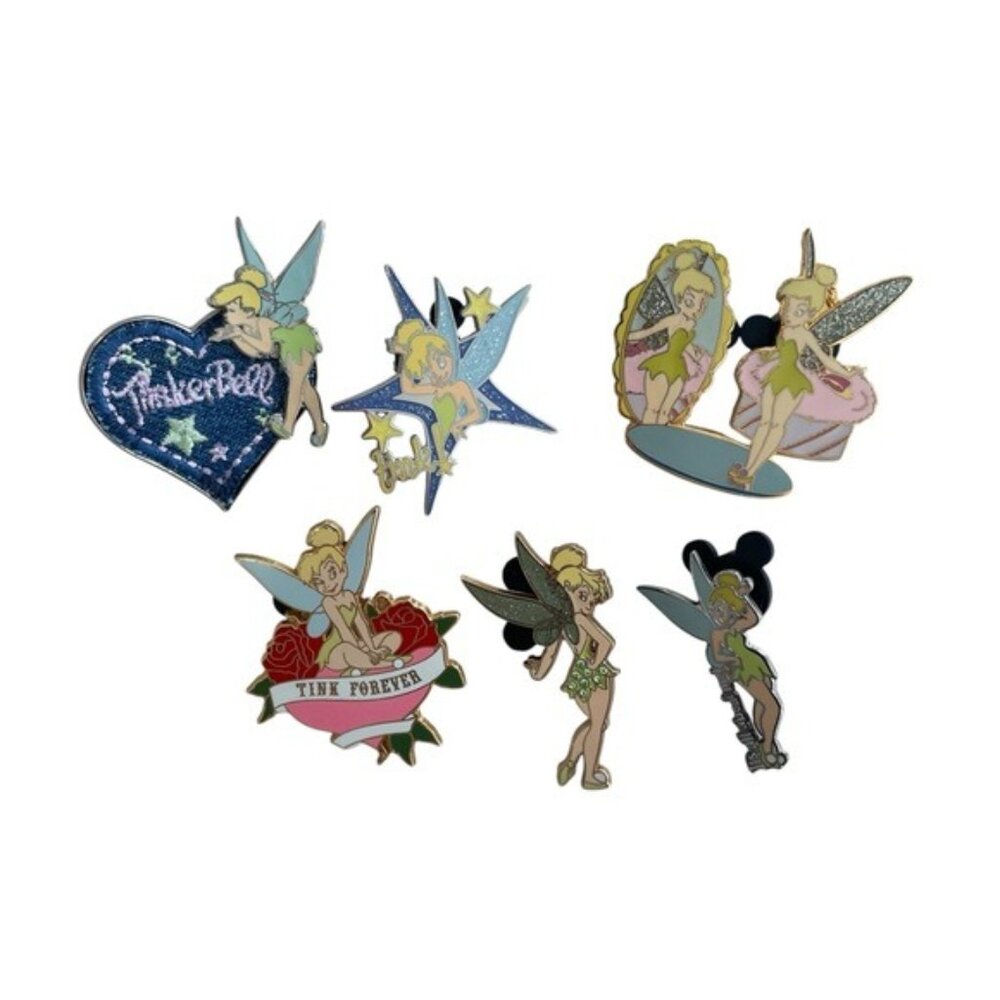 Disney Pins Tinker Bell Enamel Pin Set 2003-2007 Set of 6 EUC Size